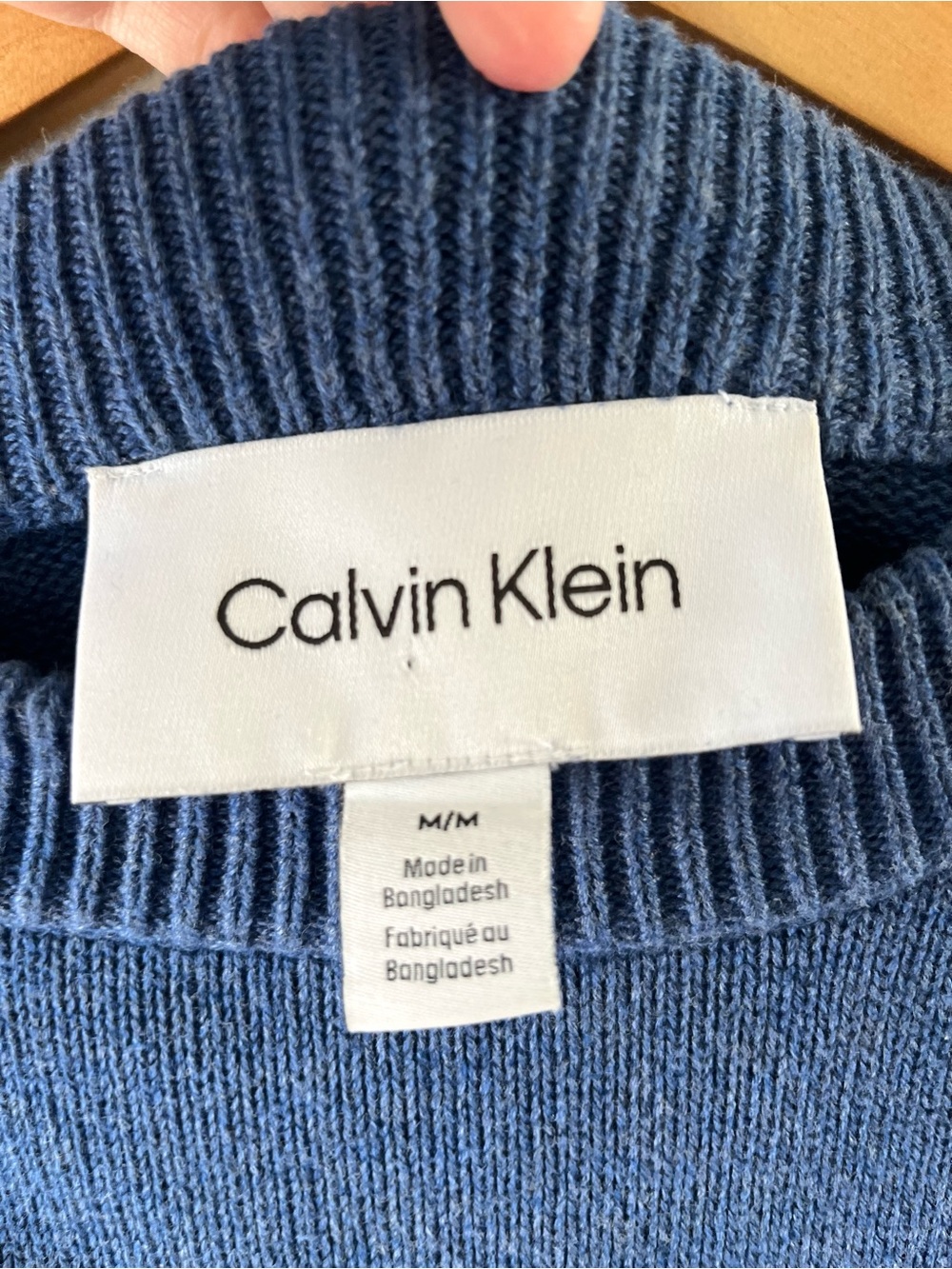 Calvin Klein Blue Cotton Crewneck Sweater Size Medium - Cottagecore Cabincore - Picture 2 of 8